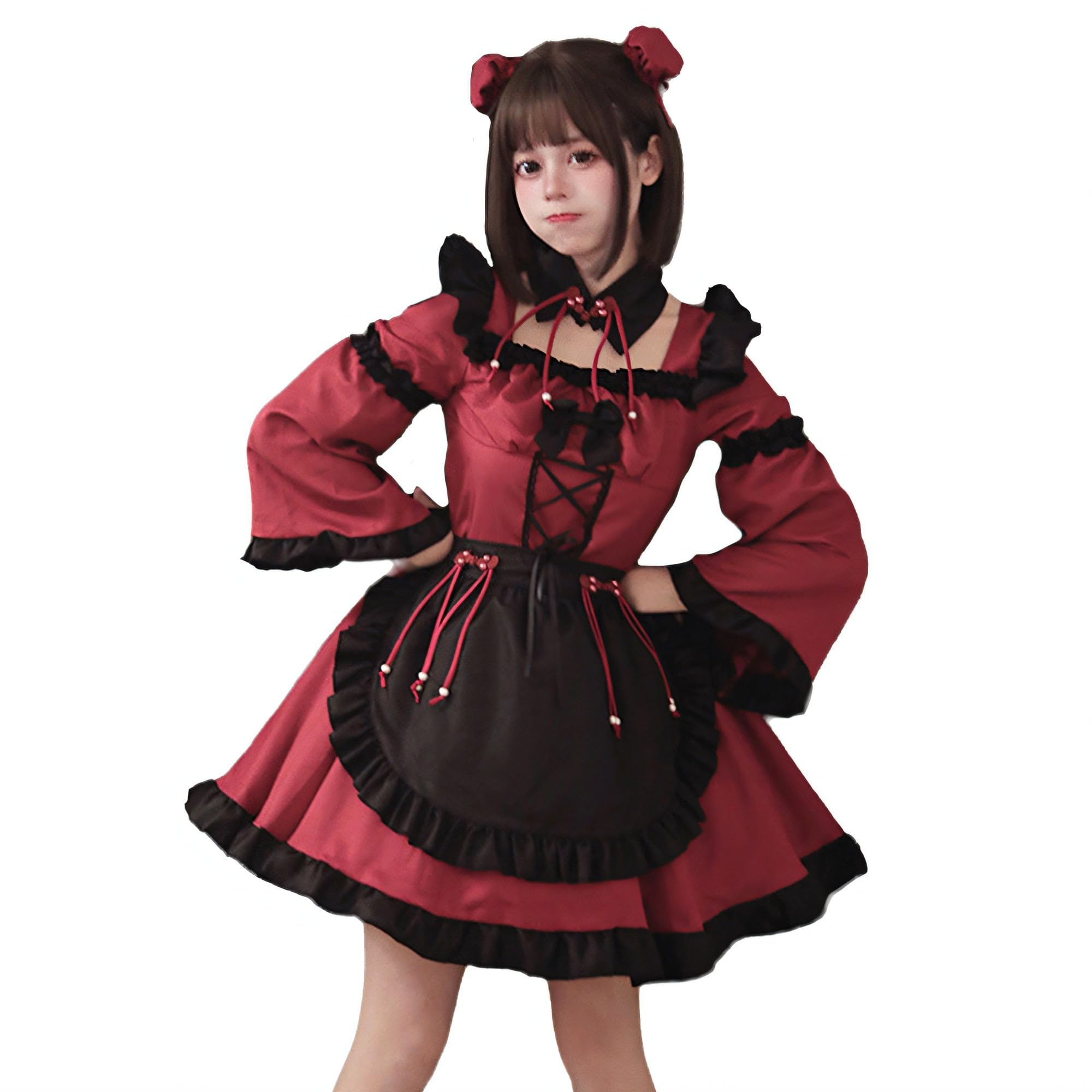 メイド服 制服 コスプレ衣装 ワンピース+蝶ネクタイ 赤 2XL Amazon.co.jp: [YAISHN] メイド服 ゴスロリ 可愛い ロリータ